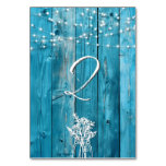 Blue Rustic Wood String Lights Mason Jar Elegant Table Number