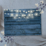 Blue Rustic Wood String Lights Return Address Envelope<br><div class="desc">A stylish rustic envelope decorated with pretty string lights on a blue rustic wood background with your names and return address set in chic typography. Designed by Thisisnotme©</div>