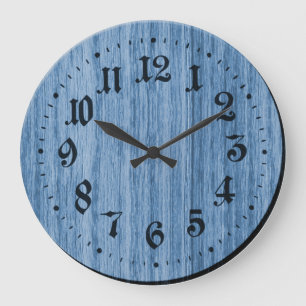 Blue Rustic Wooden Clock