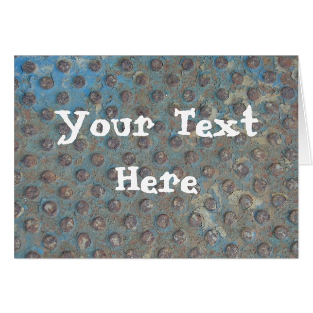 Blue Rusty Abandoned Doorstep, Your Text Here Cards (Front Horizontal)