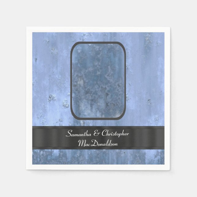 Blue rusty metal pattern napkins (Front)