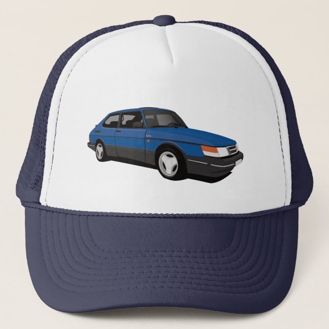 Blue Saab 900 Turbo Coupé Trucker Hat (Front)