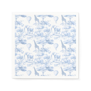 Blue Safari Animals Toile de Jouy Baby shower Napkins