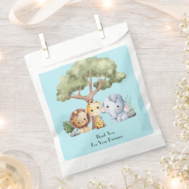 BLUE SAFARI BABY SHOWER FAVOR BAG (Clipped)