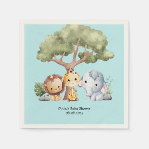 Blue safari baby shower  napkins