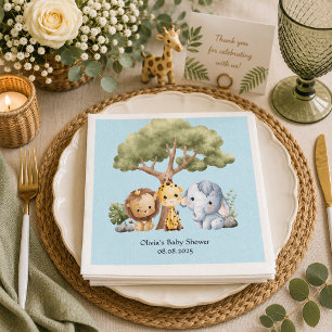 Blue safari baby shower  napkins