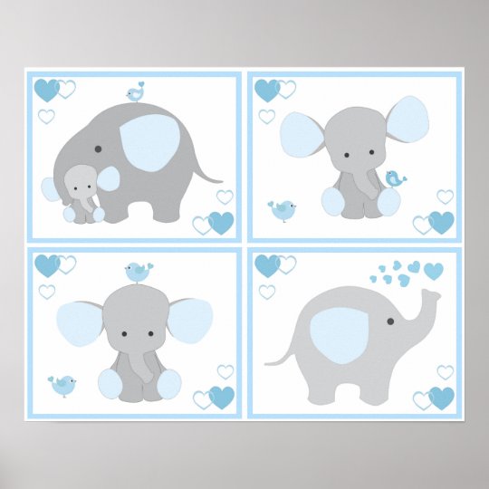 Blue Safari Elephant Boy Nursery Wall Art Prints Zazzle Blue Safari Elephant Boy Nursery Wall Art Prints