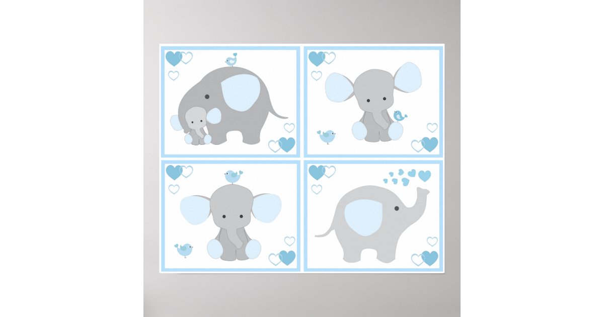 Blue Safari Elephant Boy Nursery Wall Art Prints Zazzle Blue Safari Elephant Boy Nursery Wall Art Prints Zazzle