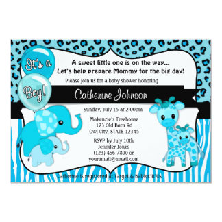 Blue Safari Baby Shower Invitations 9