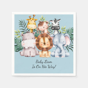 Blue safari jungle baby shower napkins