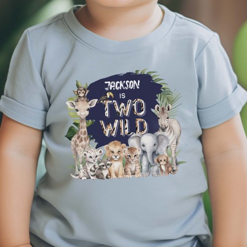 Blue Safari Jungle Two Wild Boy 2nd Birthday TAGS Toddler T_shirt