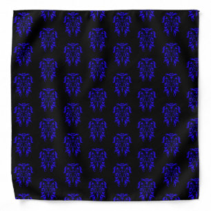 Blue Safari Lion Head Tribal Art Bandana