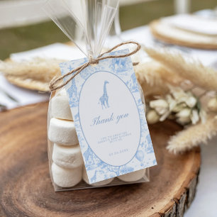 Blue Safari Toile de Jouy Baby Shower  Gift Tags