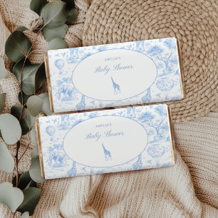 Blue Safari Toile de Jouy Baby Shower Hershey Bar Favors
