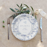 Blue Safari Toile de Jouy | Baby Shower Paper Plates<br><div class="desc">Elevate your baby shower with these exquisite Blue Safari Toile de Jouy paper plates, perfect for celebrating the upcoming arrival in style! Featuring an elegant toile de Jouy design in soft blue, these plates are adorned with whimsical safari animals such as zebras, giraffes, and tropical palms, giving your event a...</div>