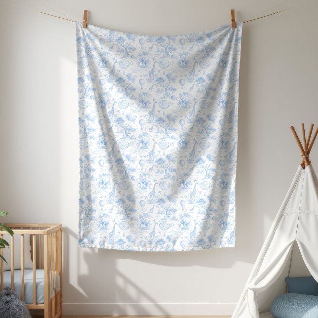 Blue Safari Toile de Jouy Baby Shower Tapestry (Creator Uploaded)