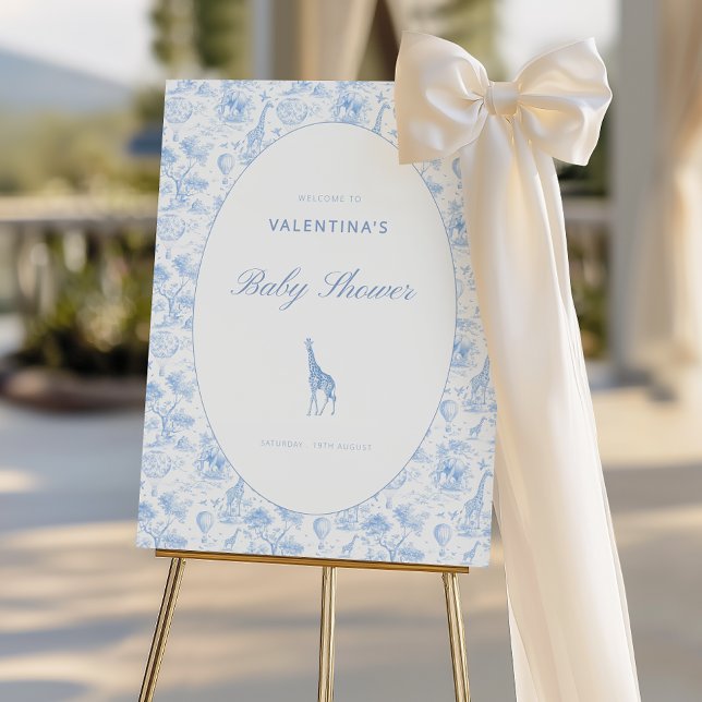 Blue Safari Toile de Jouy Welcome Sign (Creator Uploaded)