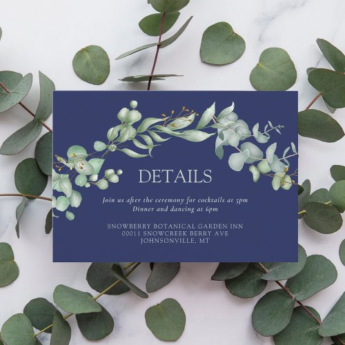 Blue Sage Eucalyptus Greenery Wedding  Enclosure Card