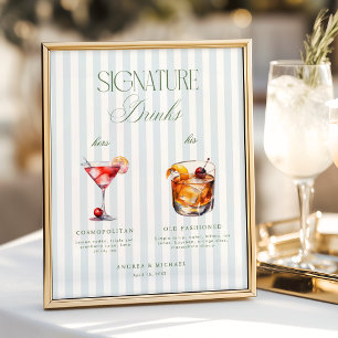 Blue Sage Green Signature Drinks Bar Wedding Sign
