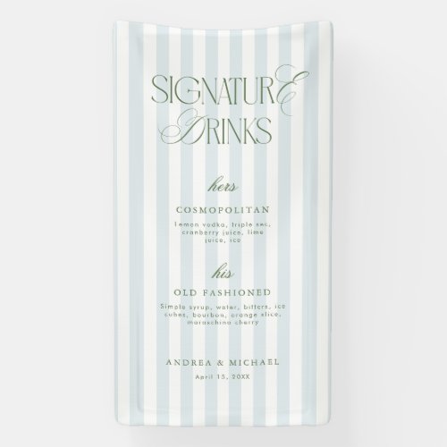 Blue & Sage Green Signature Drinks Wedding Sign