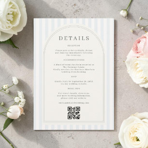 Blue & Sage Green Striped Wedding Details Enclosure Card