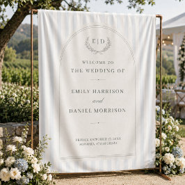 Blue & Sage Striped Wedding Welcome Backdrop