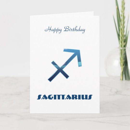 Blue Sagittarius Zodiac Signs Happy Birthday Card