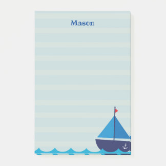 Blue Sail Boat Post it Notes Stationery