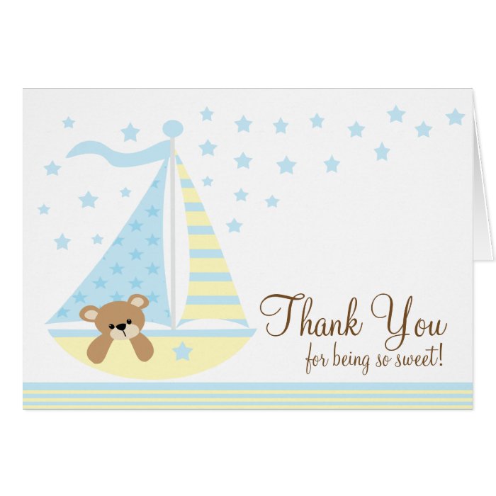 Blue Sailboat Baby Shower Thank You Note Card