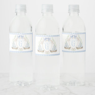 Blue Sailboat Baby Shower Water Bottle Labels