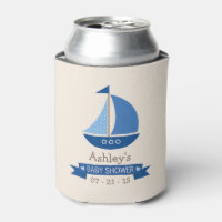 Blue Sailboat, Nautical Baby Shower Can Cooler