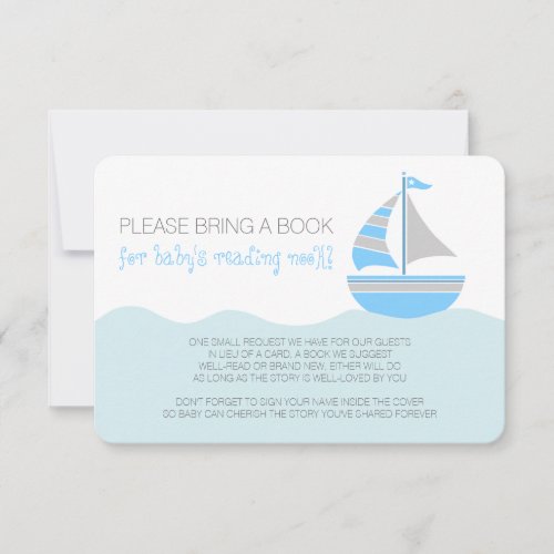 Blue Sailboat Nautical Boy Baby Shower Enclosure Invitation