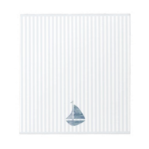 Blue Sailboat Nautical Stripe Notepad