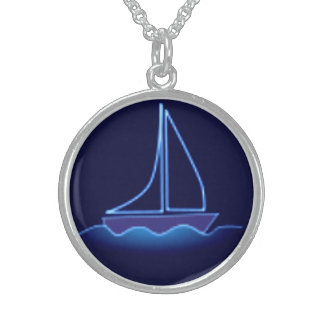 Blue Sailboat Sterling Silver Necklace