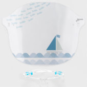 Blue Sailboat Waves Fish Face Shield (Front w/Glasses)