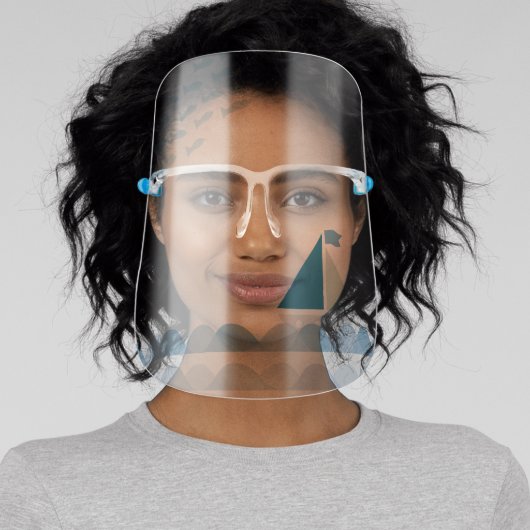 Blue Sailboat Waves Fish Face Shield (Insitu)