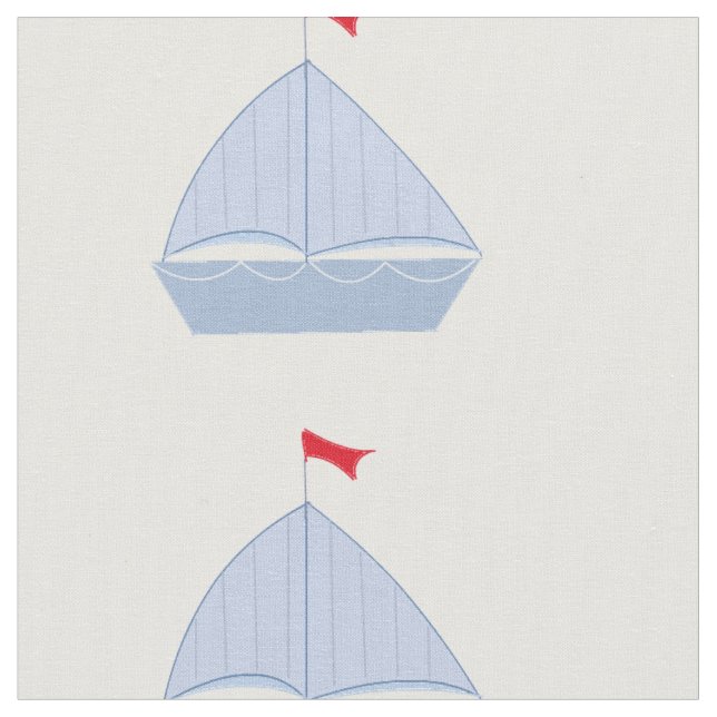Blue Sailboats Fabric (Close Up)