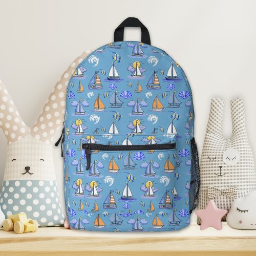 Blue Sailing Boat Backpack