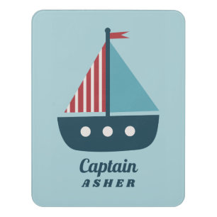 Blue Sailing Boat Boys Room Door Sign