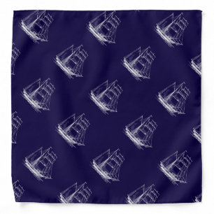 Blue sailing ship nautical boat Bandanna