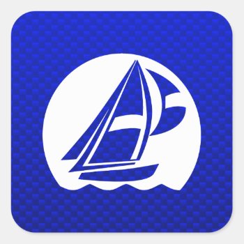 Blue Sailing Square Sticker by SportsWare at Zazzle