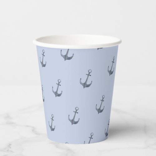 Blue Sailing Theme Anchor  Baby Shower Paper Cups