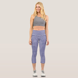 Blue Sailor Stripe Capri Leggings