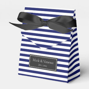 Blue Sailor Stripe Custom Wedding Favor Boxes