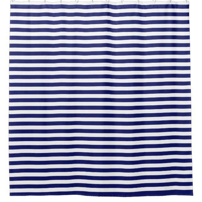 Blue Sailor Stripe (large scale) Shower Curtain (Front)