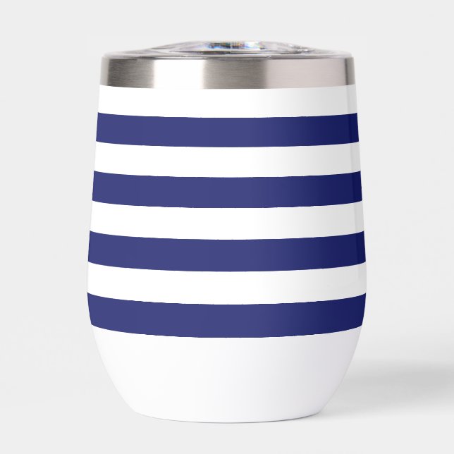 Blue Sailor Stripe Thermal Wine Tumbler (Front)
