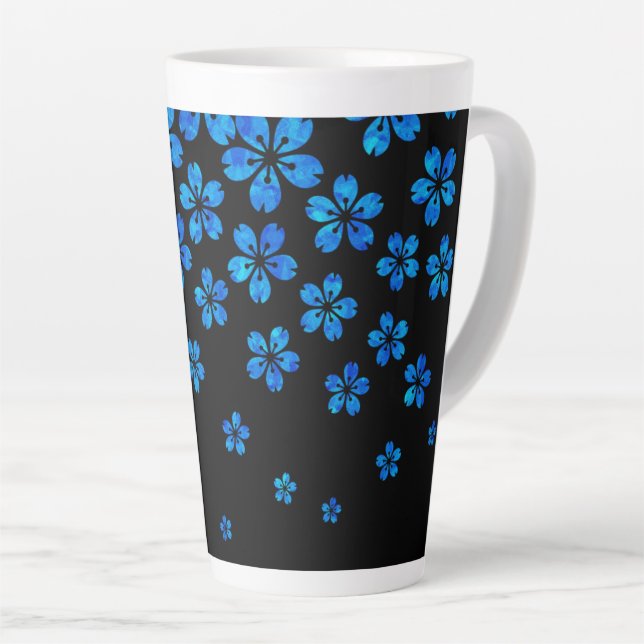 blue sakura latte mug (Right Angle)