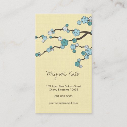 Blue Sakura Oriental Zen Chinese Cherry Blossoms Business Card