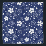 Blue Sakura Pattern Bandana<br><div class="desc">Traditional Japanese Sakura white cherry blossom flowers on blue.</div>