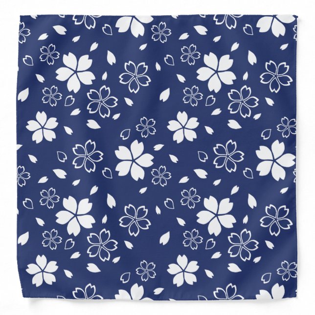 Blue Sakura Pattern Bandana (Front)